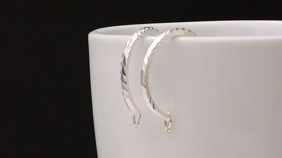 Sterling Silver Hoop Earrings.  Vintage, marked 9… - image 3
