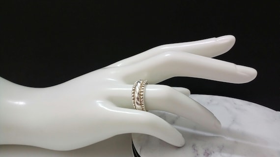 Vintage Sterling Silver Ribbed Ring - Size 6.75 - image 1