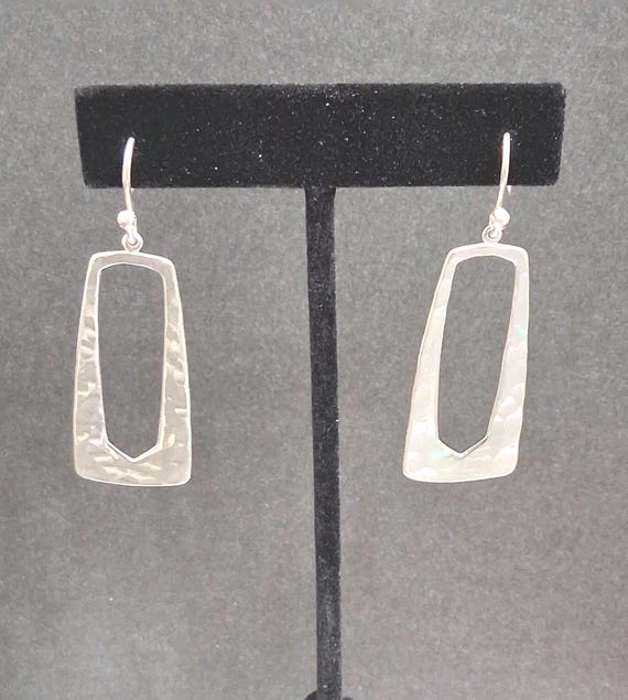 Sterling Silver Hammered Rectangular Earrings. Vi… - image 4