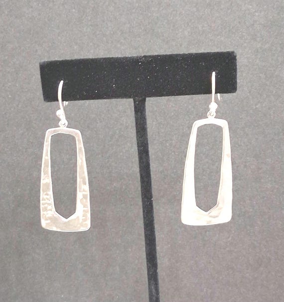 Sterling Silver Hammered Rectangular Earrings. Vi… - image 3