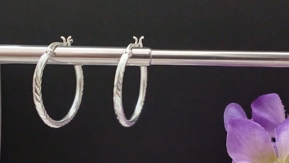 Sterling Silver Hoop Earrings.  Vintage, marked 9… - image 5