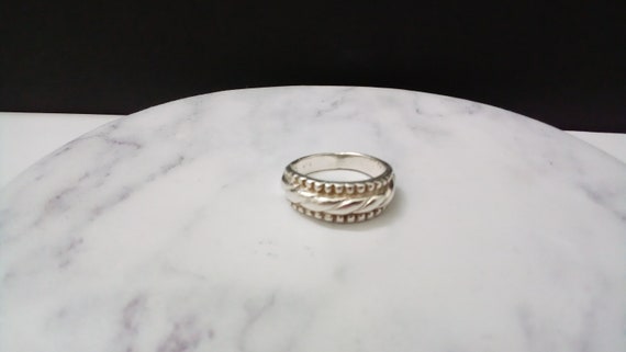 Vintage Sterling Silver Ribbed Ring - Size 6.75 - image 3