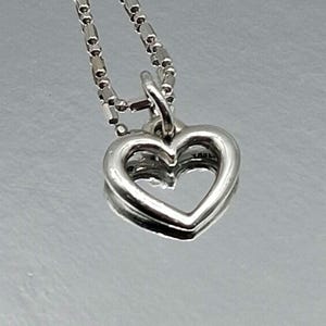 Dainty Sterling Silver Open Heart Charm Pendant - James Avery Retired Design.