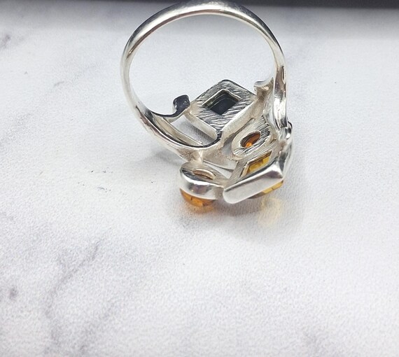 Sterling Silver Multi-Color Amber Ring - Statemen… - image 7