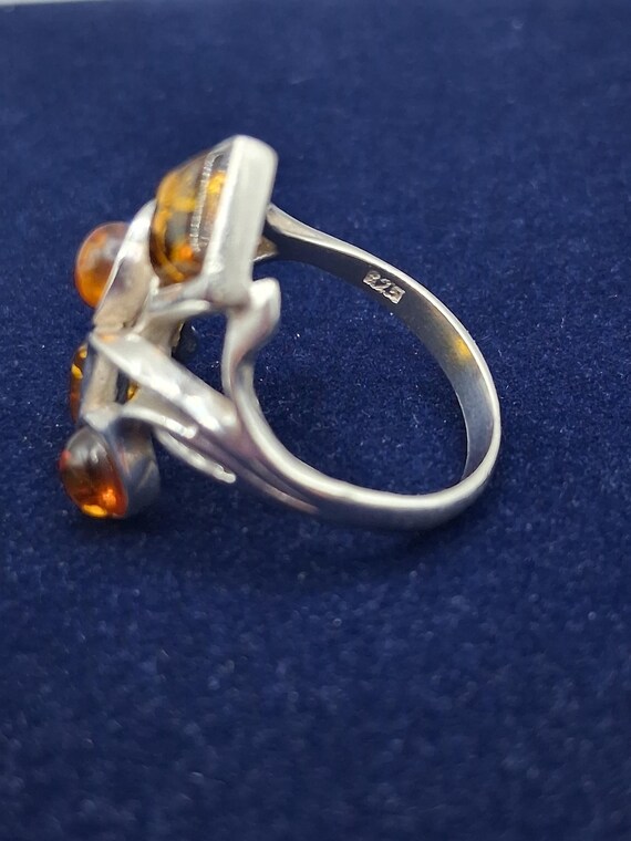 Sterling Silver Multi-Color Amber Ring - Statemen… - image 5