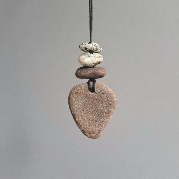 Sea Stone Pendant, Beach Pebble Necklace, Natural Jewelry