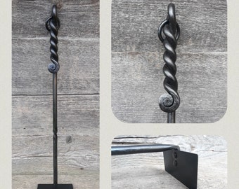 Hand  Forged Fireplace Wood Stove Ash Rake Poker Wrought Iron Fireplace Tools, Blacksmith