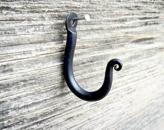 Hand Forged Iron Hook Wrought Iron Hooks, m & m Towels Hanger Rustic Farmhouse Style  Blacksmith