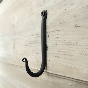 Hand Forged Iron Hook Wrought Iron Wall Hooks, m & m Towels Hanger Rusic Farmhouse Style Blacksmith