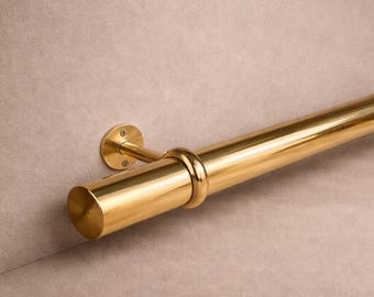 Solid Brass Bar Foot Rail – 50mm Diameter, Lacquered brass Finish