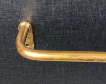 Handcrafted Unlacquered Brass Curtain Rod with Curtain Rings: French Return Style