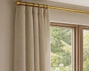 Brass French Return Curtain Rod, Ceiling or Wall Mount with Rings, Solid Brass Drapery Rod, Custom Sizes Available
