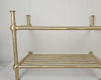 Base per lavabo a consolle in ottone, struttura per mobile bagno in ottone da 40 mm, finitura ottone satinato.