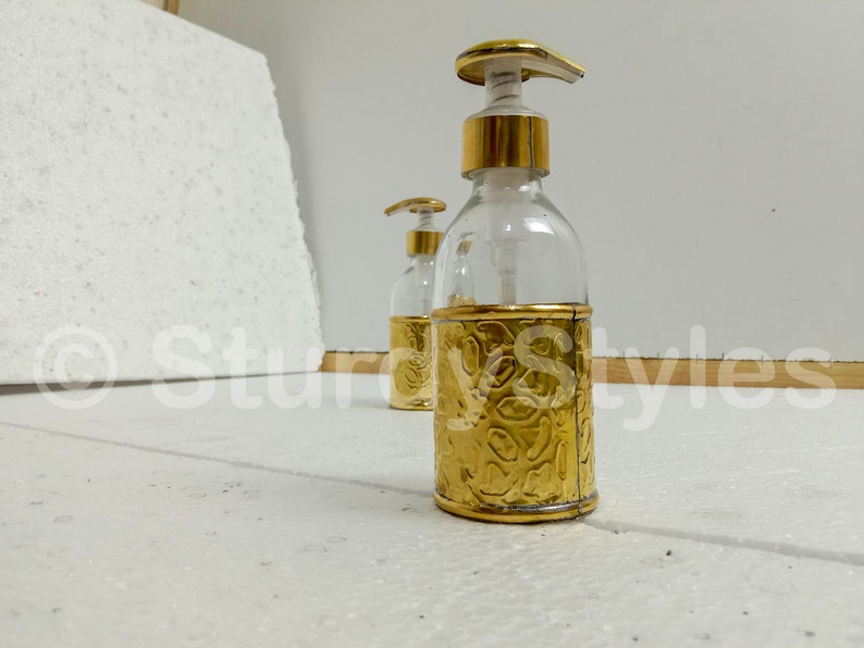 Engraved Brass Glass Liquide Soap Pump Dispenser Etsy