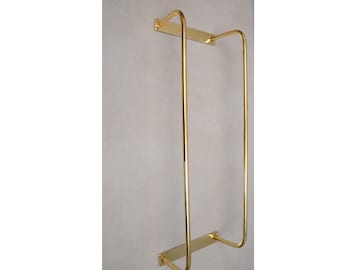 Unlacquered Brass Towel Rack: Vertical Bathroom Organizer, DDP Express Shipping