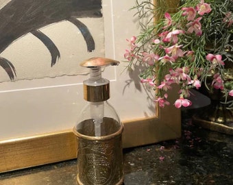 Engraved Brass Glass Liquide Soap Pump Dispenser - S231606