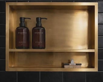Brass Shower Niche - Undermount shower Cubby, Solid Brass Wall Shower Niche