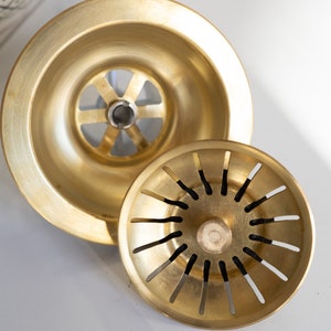 Unlacquered Brass Strainer Kitchen Sink, Sink Drainer and Stopper