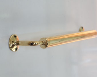 Handmade Unlacquered Brass Towel Rod: Wall Mounted Rack