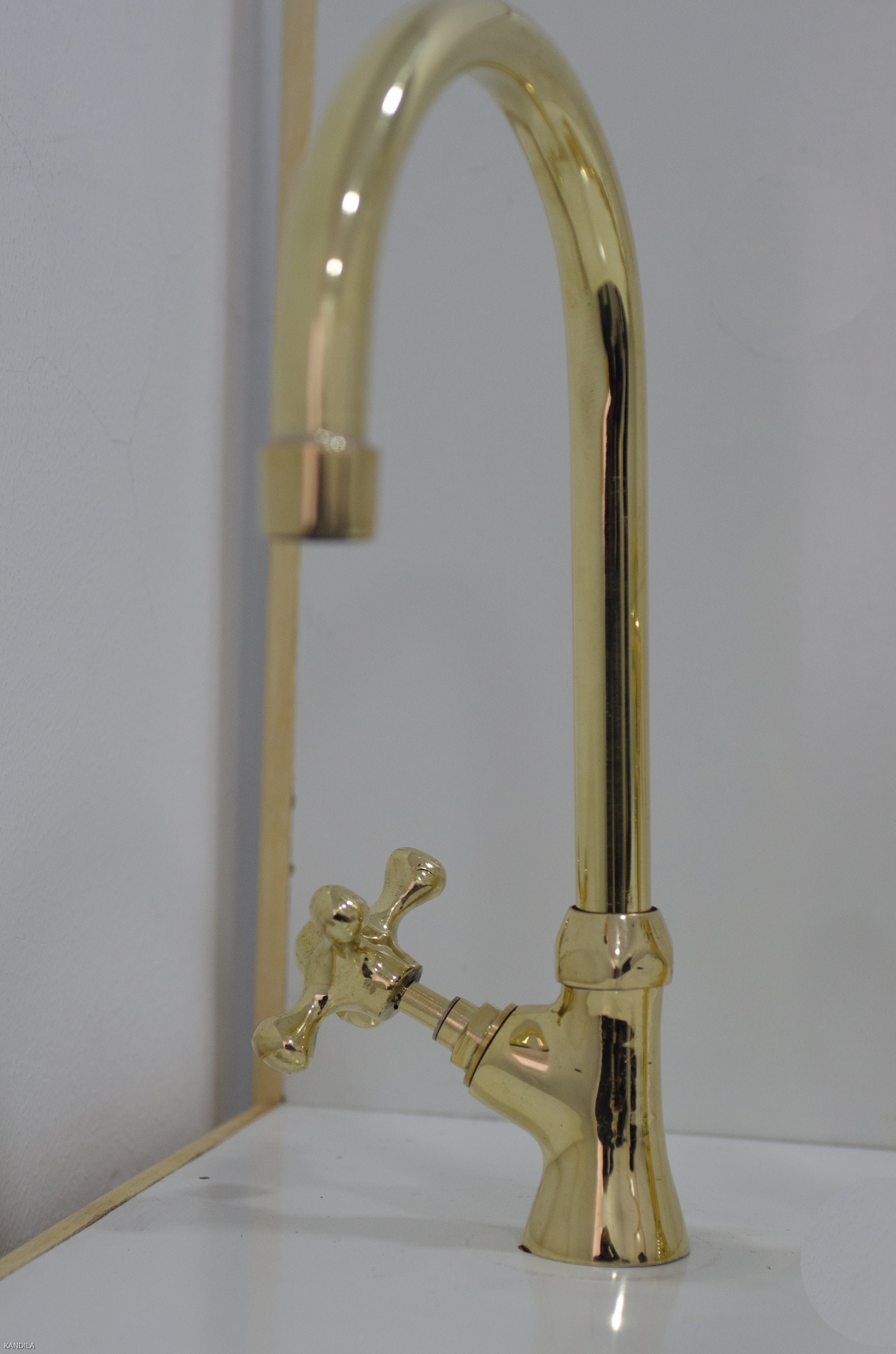Authentic Kitchen Brass Gooseneck Faucet Single Handle Etsy UK