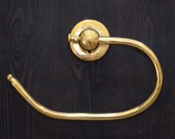 Handmade Open Oval Brass Towel Holder, Farmhouse Bathroom Hardware