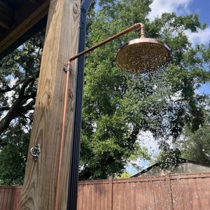 Solid Copper Showerhead For Outdoor Shower Systems, Farmhouse and Summerhouse Rain Showerhead