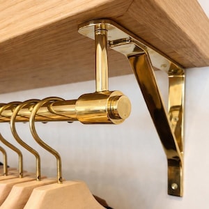 Kleiderstange aus Messing, Kleiderstange aus Messing mit Regalhalterungen, Kleiderstange aus Messing, für Kleideraufbewahrung