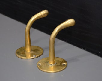 Brass Wall Hook, Unlacquered Brass Towel Hooks, Solid Brass Hanging Hook, Bathroom Hooks, Small Hooks