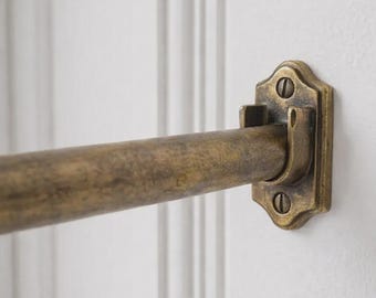 Barra de cortina de latón, barra de ventana de latón envejecido con anillas, barra de cortina de 16 mm / 10 mm