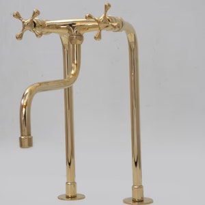 Unlacquered Brass Pot Filler With Long Legs
