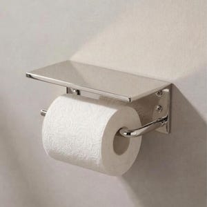 Polished Nickel Toilet Paper Holder, Solid Brass, Handmade Farmhouse Bathroom Hardware