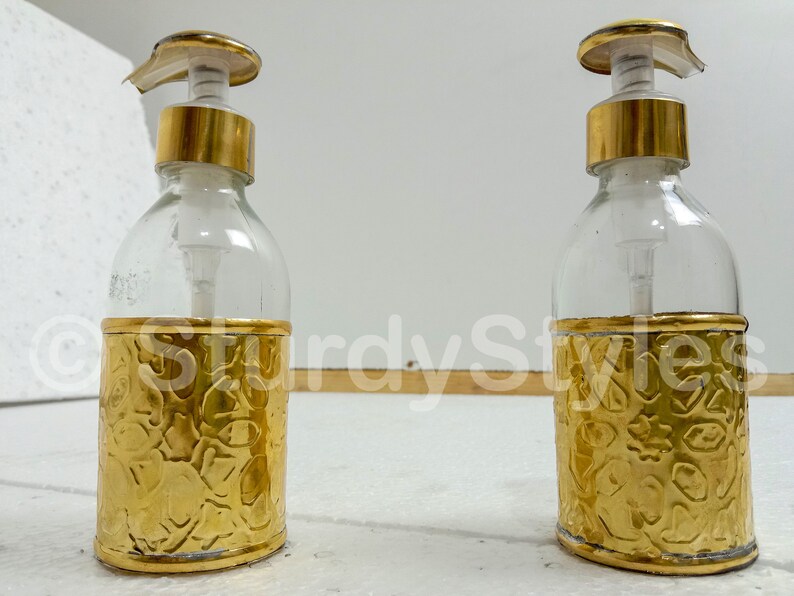 Engraved Brass Glass Liquide Soap Pump Dispenser Etsy