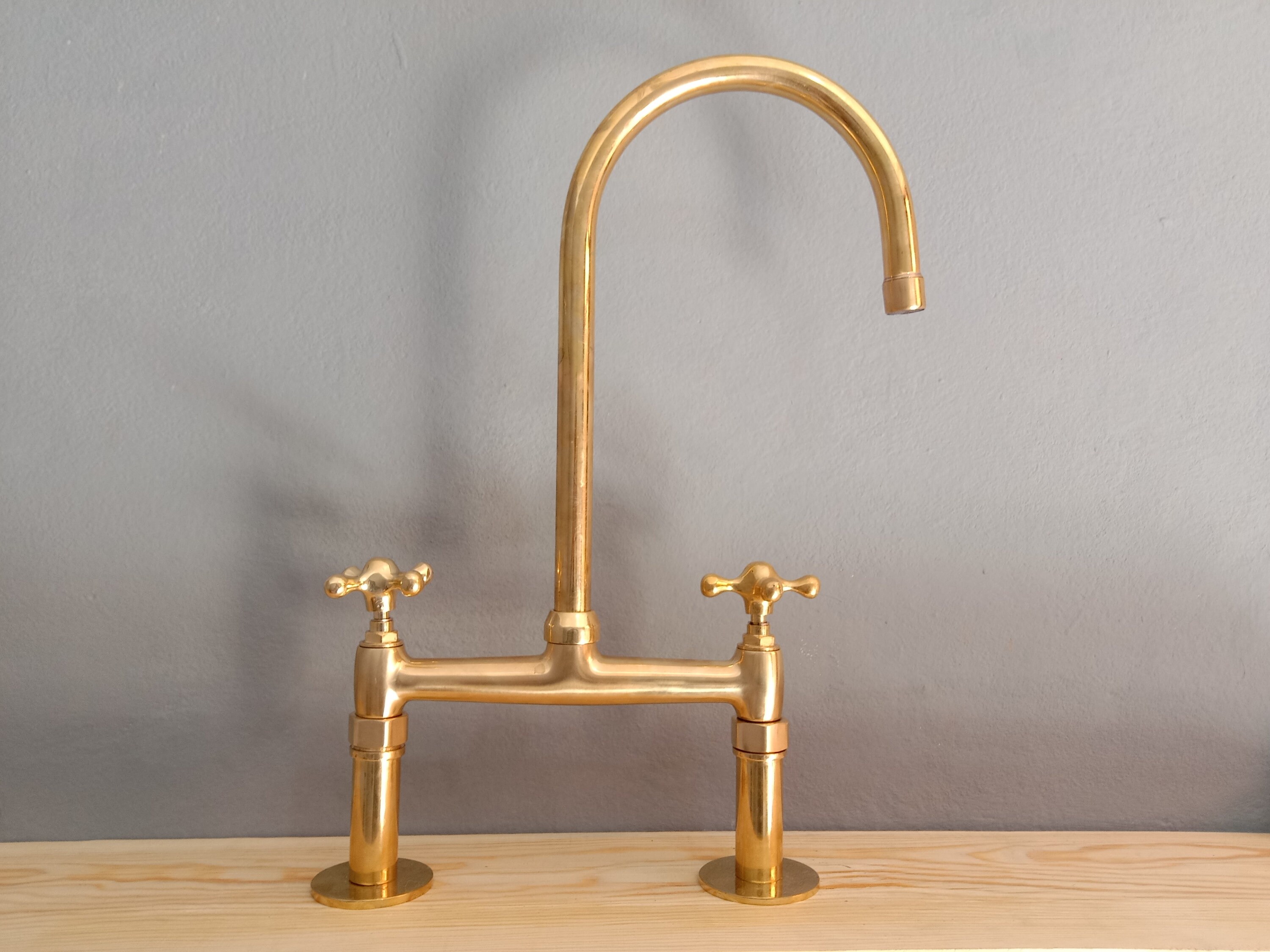 Unlacquered Brass Kitchen Faucet - Solid Brass 8