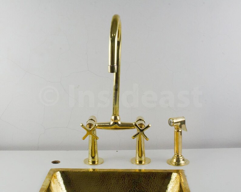Limited price sale Augusta bridge unlacquered brass kitchen ...