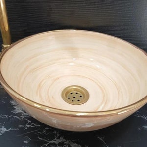 Ceramic Vessel Sink, Handmade Bowl Vanity Sink, Washbasin, Porcelain Basin, Bathroom Round Sink zdjęcie 1