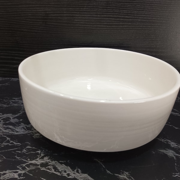 Lavabo de baño de tazón de cerámica blanca, lavabo de cerámica redondo, fregadero de recipiente artesanal, lavabo hecho a mano