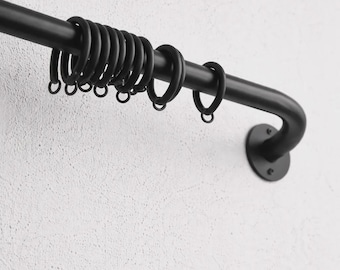 Matte Black Solid Brass Curtain Rod, French Return Design, Modern Minimalist Drapery Hardware