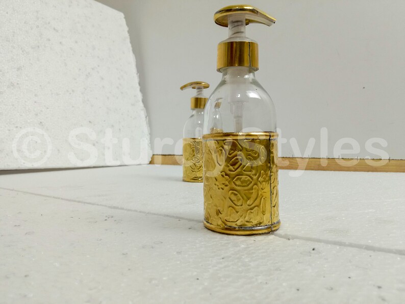 Engraved Brass Glass Liquide Soap Pump Dispenser Etsy