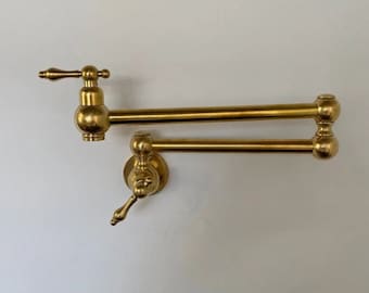 Lever Handle Pot Filler With Unlacquered Brass Finish - Kitchen Brass Pasta Arm - S231323