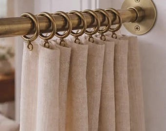 Brass Curtain Rod, Aged Brass Window Rod with Rings, 16mm / 10mm Curtain Pole
