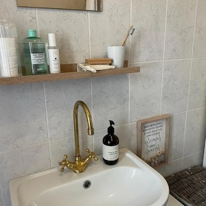 Solid Brass Vanity Faucet, Bathroom Handcrafted Unlacquered Brass Tap