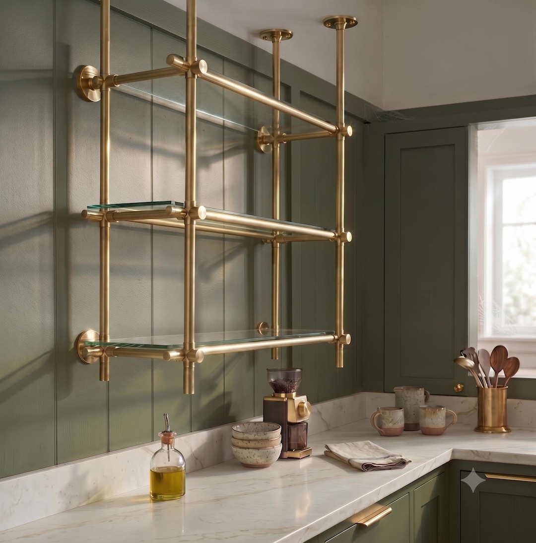 Bar Glass Shelf Rack With Ceiling Mount Brackets – Home Bar Rail - Etsy