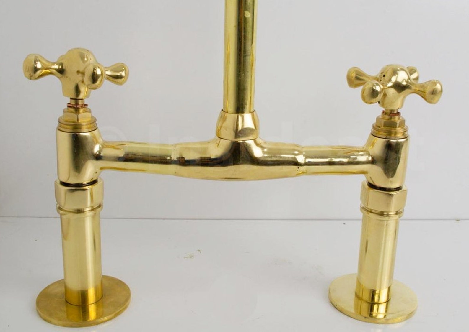 Brass Bridge Faucet Unlacquered Brass Faucet With Straight Etsy