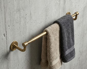 Brass Towel Bar – Minimal Wall Mounted Bathroom Rail (Unlacquered Finish)