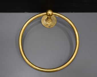 Vintage Brass Towel Ring, Unlacquered Brass 6&quot; Towel Ring, Cozy Handcrafted Towel Holder, Unlacquered Brass Finish