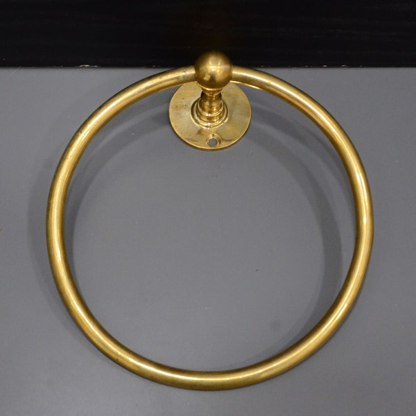 Vintage Brass Towel Ring, Unlacquered Brass 6" Towel Ring, Cozy Handcrafted Towel Holder, Unlacquered Brass Finish