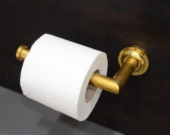 Porte-papier hygiénique en trois parties, Barre à rouleau en laiton non laqué, Support mural en TP, Accessoires de salle de bain