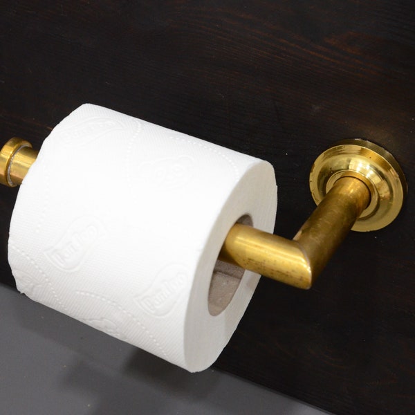 Three Parts Toilet Paper Holder, Unlacquered Brass Toilet Roll Bar, Wall Mounted TP Holder, Bathroom Accessories