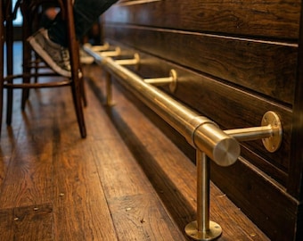 84" Solid Brass Bar Foot Rail – 50mm Unlacquered Brass Tube