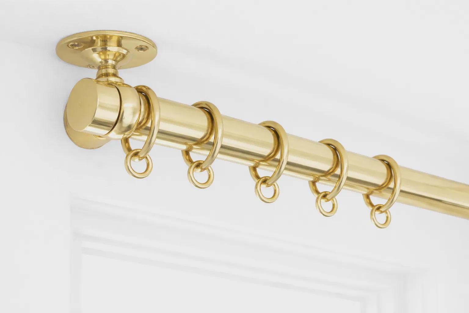 Self Return Rods Brass French Return Curtain Rod, Ceiling or Wall Mount With Rings ...